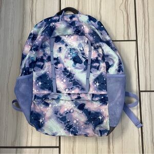 Lands' End medium Classmate Backpack, lavender galaxy print